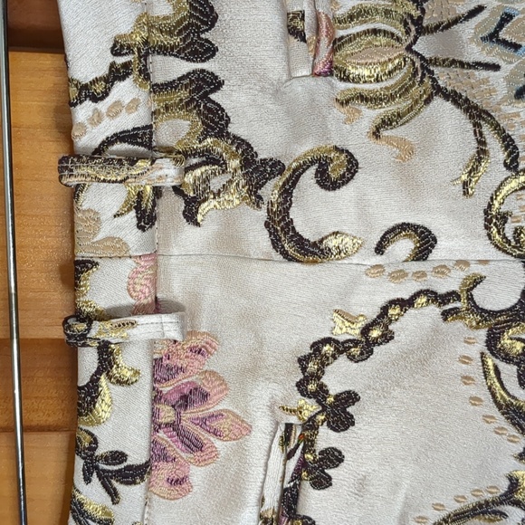 PINK TARTAN* Made in Canada faux back pkt w/ belt loops brocade pants - Picture 9 of 9